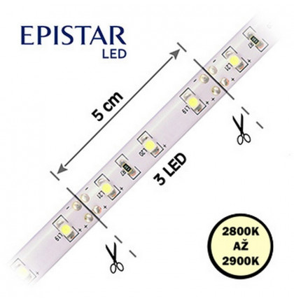  LED pásek 12,5W/1m, 2835, IP20, 2800 - 2900 K, teplá bílá, 12V